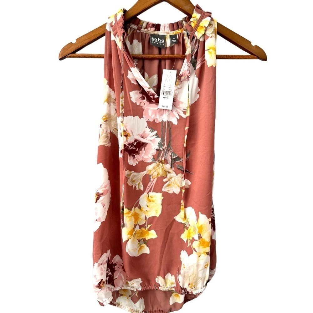 Soho Jeans New York & Co Mauve Sleeveless Blouse Floral Size XS New Without Tags